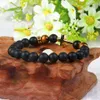 1PCS Religious Totem Jewelry 8mm Matte Onyx & Colors Tiger Eye Stone Beads With Clear Cz Royal Cross Jesus Bracelets For Party285f