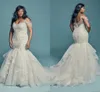 Splendidi abiti da sposa con perline a sirena 2019 Spaghetti Organza Abiti da sposa in cristallo Plus Size Abito da sposa con scollo a V Formale africano P2880