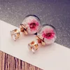 S35 Hot Europe Fashion Jewelry Cute Glass Ball Rhinestone Flower Stud örhängen Kvinnor Eleganta örhängen