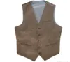 Verkoop Country Farm Bruiloft Bruine Wollen Visgraat Tweed Vesten Bruidegom Vest Slim Fit Heren Pak Vest Prom Bruiloft Vest Plus6067603