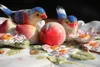 Oiseaux en céramique blanche pêche fruits bonbons plat de rangement Dessert Snack assiette à salade décor à la maison décoration de mariage figurine artisanale