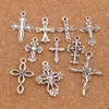 100 sztuk / partia Cute Flower Design Cross Charm Koraliki 10styles Mic Tibetan Silver Wisiorki Biżuteria DIY Ustalenia Komponenty LM45