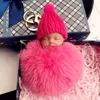 12 color Cute Sleeping Baby Doll Keychain Pompom Rabbit Fur Ball Key Chain Car Keyring Women Key Holder Bag Pendant Charm Accessories