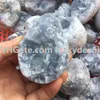 Raw Blue Celestite Crystal Cluster Geode Home Decor Collection Oregelbundet naturligt grovt mineralrockläkning Kvartz Ocean Wisdom Stone Exempel för drömåterkallelse