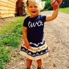 Baby Girls Kläderuppsättningar Offits 2018 Nyaste Sommar Nyfödda Spädbarn Kids Girls Heart Short Sleeve T-shirt + Geometrisk Skirt 2PCS Klädsuppsättningar