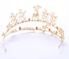 Ny Fashion Crystal Flower Pearls Headpiece Wedding Bridal Headdress Svetsning Fawn Crown Golden Anim LD1801