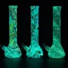 Silicone Bong Smoking Pipe Glow In The Dark Silicone Pipe Beaker Base 13.5 Inch Unbreable Water Pipe Printing With Glass Bowl