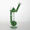 New US Design Glass Bong 12" jadegröna vattenpipor med 14 mm hanskål filterspets Bongs Recycler Oil Rig vax vattenpipa bubbler