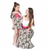 Mommy And Me Dresses Family Matching Clothes Mother And Daughter Dresses Family Matching Clothes Kids Parent With Waistband Printed Dresses