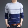 2018 nueva marca de moda suéter para hombre pullover rayas slim fit jumpers knitred lana de otoño estilo coreano ocasional ropa para hombres