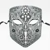 Oro Plata Cara completa Bauta Phantom Cosplay Máscara veneciana Máscara negra Cráneo Escudo de Halloween Mardi Gras Máscara de fiesta de metal
