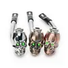 LED skull shape metal pipe 3 colors property metal flexional Tobacco pipes Cigarette rasta reggae pipe with Gift Box6206564