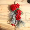 زخرفة عيد الميلاد اكليلا من الزهور الحمراء محاكاة وهمية زهرة اصطناعية زهرة الثلج لعيد الميلاد الضروريات اليومية