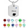 Eternity Memory Square Collana MOM Birthstone Nome Ciondolo Cremazione Urna Collana Gioielli personalizzati