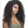 Ny ankomst 18 'mänsklig jungfru remy brasiliansk mjuk hår spets front full spets kinky lockiga peruker 130% desnity naturlig svart färg för svarta kvinnor