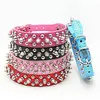 17 New Style Dog Collars Candy Color PU Leather Rivet Spiked Puppy Necklace Studded Pet Dog Adjustable Collar Neck Collare Cane7346392