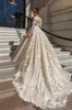 2018 New Lace A Line Wedding Dresses Applique Luxury Long Sleeve V Neck Sexy Wedding Dresses Bridal Gowns