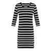 Striped Women Bodycon Dress Slim Fit Bomull Kvinnor Crew Neck Half Sleeves Sheath Dress Casual Dress