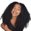 250 Densitet Mogolian Afro Kinky Curly Lace Front Human Hair Wigs För Kvinnor Black 1B Remy Hair Lace Front Wig 12-24INCH