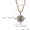 Iced Out Bling Cubic Zircon Compass Collier Pendard Chain de haute qualité Hip Hop Gold Silver Color Charm bijoux Gift9057295