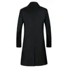 Men's Trench Coats Wholesale- Mens Fashion Woolen Overcoat Turn-down Collar X-long Single Breasted Wool Hight Quality Casual Coat1