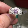 2017 joyería fina 100% Real Soild 925 anillos de plata esterlina 1ct rosa 5A Diamonique Cz compromiso anillo de boda para mujer