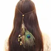 Meisje Hippie Indian Peacock Feather Hoofdband Bohemia Stijl Mode Geweven Fascinators Hoofd Touw Luipaard 5 stijlen Groothandel