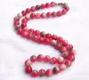 Natural cor de doces pêssego jade vermelho e verde tesouro rosa pérola colares Mulheres cadeia de jóias de cristal pendurado