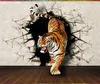 Custom Retail 3D Stereo TIgers Down The Mountain Wall Mural TV Background Wall Tiger Wall Painting