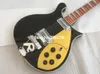 Rare 660 6 Strings Black Electric Guitar Gloss Varnish Red Fingerboard Checkerboard Binding Gold Pickguard Toaster Pickups9851934