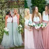 Two Pieces Formal Wedding Guest Dress Tulle Bridesmaid Prom Dresses A Line Floor Length Maid Of Honors Dresses5518139