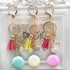 Lovely Macaron Keychains Bag Pearl Charm Keychain Chaveiro llaveros Gold Metal Keyring Car Key Holder6841126