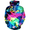 N-Olsollo Coloré Peinture Splash Imprimé numérique Imprimé numérique à capuche décontractée Pull à capuche à capuche S / M L / XL XXL / XXXL Polyester / Spandex Top