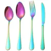 4 Colors luxury cutlery flatware set spoon fork knife tea spoon stainless steel dinnerware set tableware set LX3221