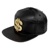 Mężczyźni kobiety złote pu skórzany dolar znak pasek klamra baseball czapki gorras US Snapback Rhinestone Crocodile Hip Hip Hats Money Sna2075883
