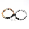 10 pc/ensemble Bracelet en pierre de volcan naturel 8 MM ensembles meilleurs cadeaux de Couple d'amitié pour hommes femmes bijoux de Yoga faits à la main