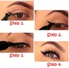 Matita per eyeliner liquido nera a doppia estremità Pro penna per eyeliner per trucco impermeabile a lunga durata + stencil per trucco per occhi Cat Line