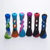 Mini Colorful Silicone Hand Pipe With Glass Tube Horn Fda Herb Smoking Pipes Cigarette Filter Tobacco Hand Tool 545