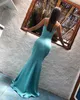 Sexy einfache billige Meerjungfraukleider lange Spaghetti -Gurte Rückenfreie bodenlange formelle Prom Partykleider Vestidos de Fies 0430