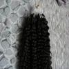 Brazilian Remy Human Natural Hair Micro Bead Hair Extensions kinky curly Micro Loop Hair Extensions 200g Extension 10"-24"