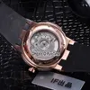 New Executive Rose Gold White/Blue Dial Automatic Tourbillon Mens Watch Blue Rubber Strap Sports Watches Hight Quality Puretime UN-B115b2