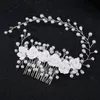 Fashion White Pearls Bridal Headpieces Hair Pins Floral Flower Jewelry Bridal Half Up Bride Hairs Accessories Vintage Wreath Wedding Comb 2022