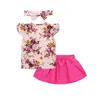 Set da bambina 2018 Summer Girls Flying Maniche Floral Thirt Pink Skirtheadband 3ps Set Ins Infant Boutique Abiti in abiti Z14818799