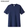 ENWAYEL 2018 Estate Solid 100% Cotone Casual T Shirt Uomo O-Collo Maniche corte Maglietta allentata Mens Top Tee T-shirt di qualità Uomo