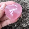 Natural Rose Quartz Heart Shaped Pink Crystal Carved Palm Love Healing Gemstone Lover Gife Stone Crystal Heart Gems