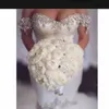 Muhteşem Mermaid Gelinlik 2018-2019 Shining Boncuklu Kapalı Omuz Gelin Törenlerinde Backless Tül Sweep Tren Düğün Vestidos