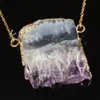 Kraft- Double Buckle Irregular Shape Pendant Natural Purple Amethysts Quartz Stone Necklace Fashion Jewelry