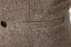 2018 Custom Made Colete De Casamento Ternos Colete Homens Ternos Cinza Preto Cáqui Espinha De Peixe Tweed Slim Fit Melhor Homem Noivo Plus Size