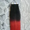 T1B/Red ombre Human hair extension Tape Hair Extensions Skin Weft (PU) Human Remy Brazilian Straight 100g 40 pieces 14"16" 18" 20" 22"24"26"
