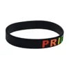 1pc gay trots siliconen rubberen polsband zwart volwassen grootte regenboog logo speciale inkt badeloos tot lichaam